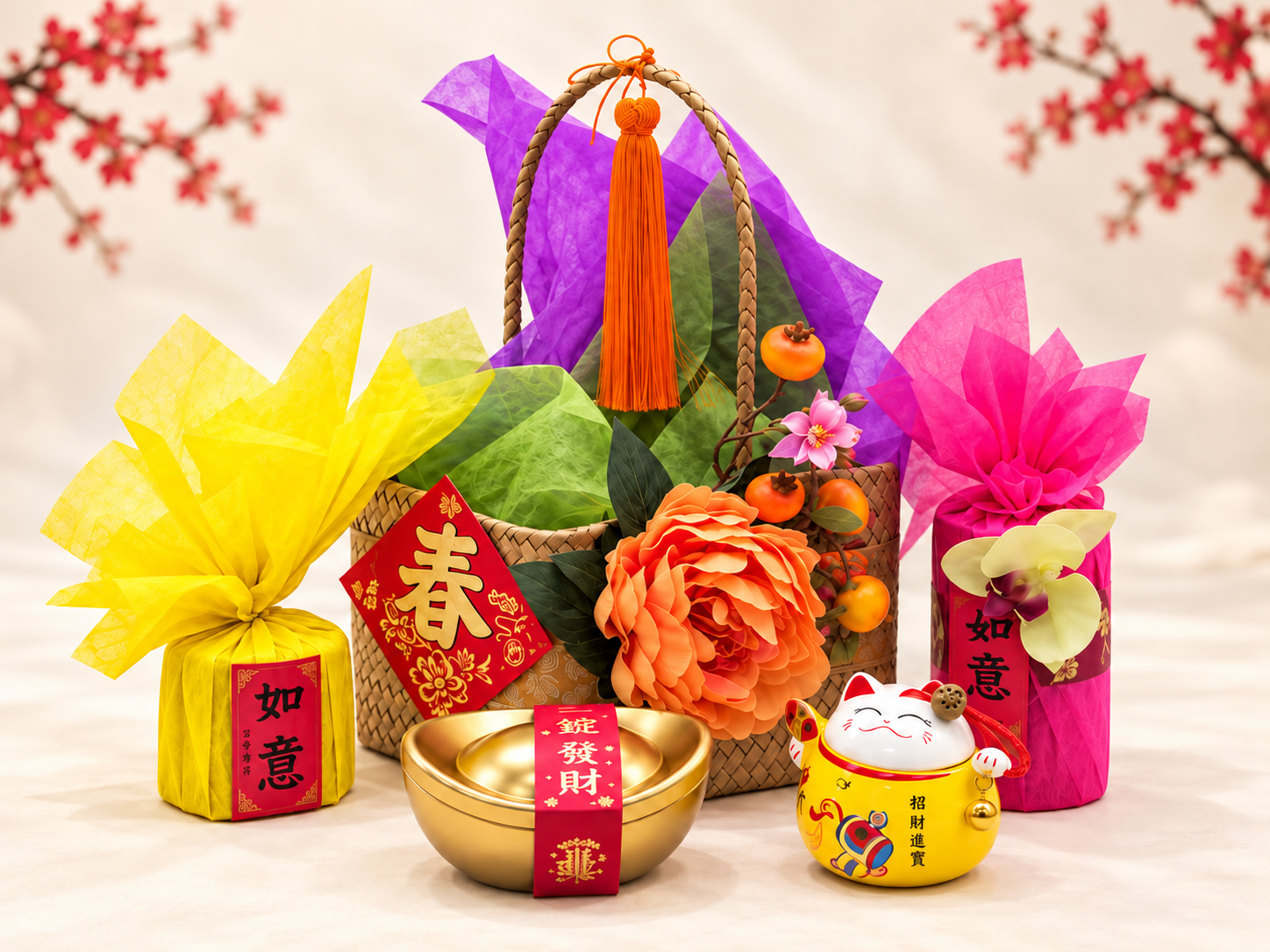 Fortune hamper with a pink 如意 bottle
