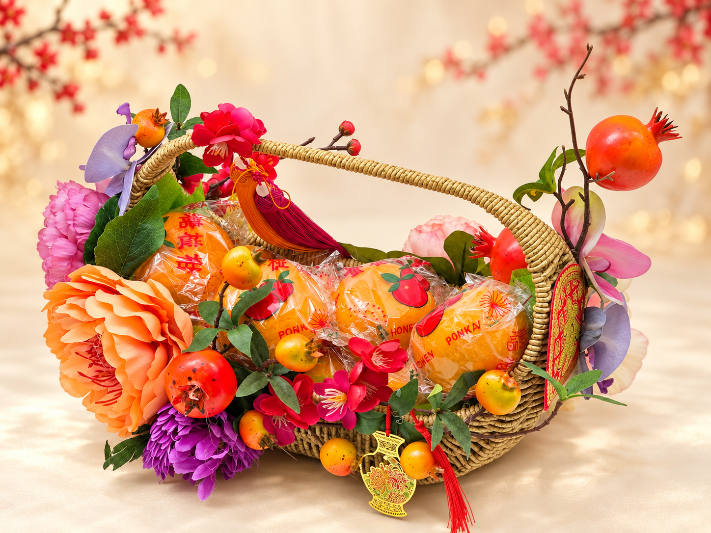 Ornate Chinese New Year Mandarin Basket