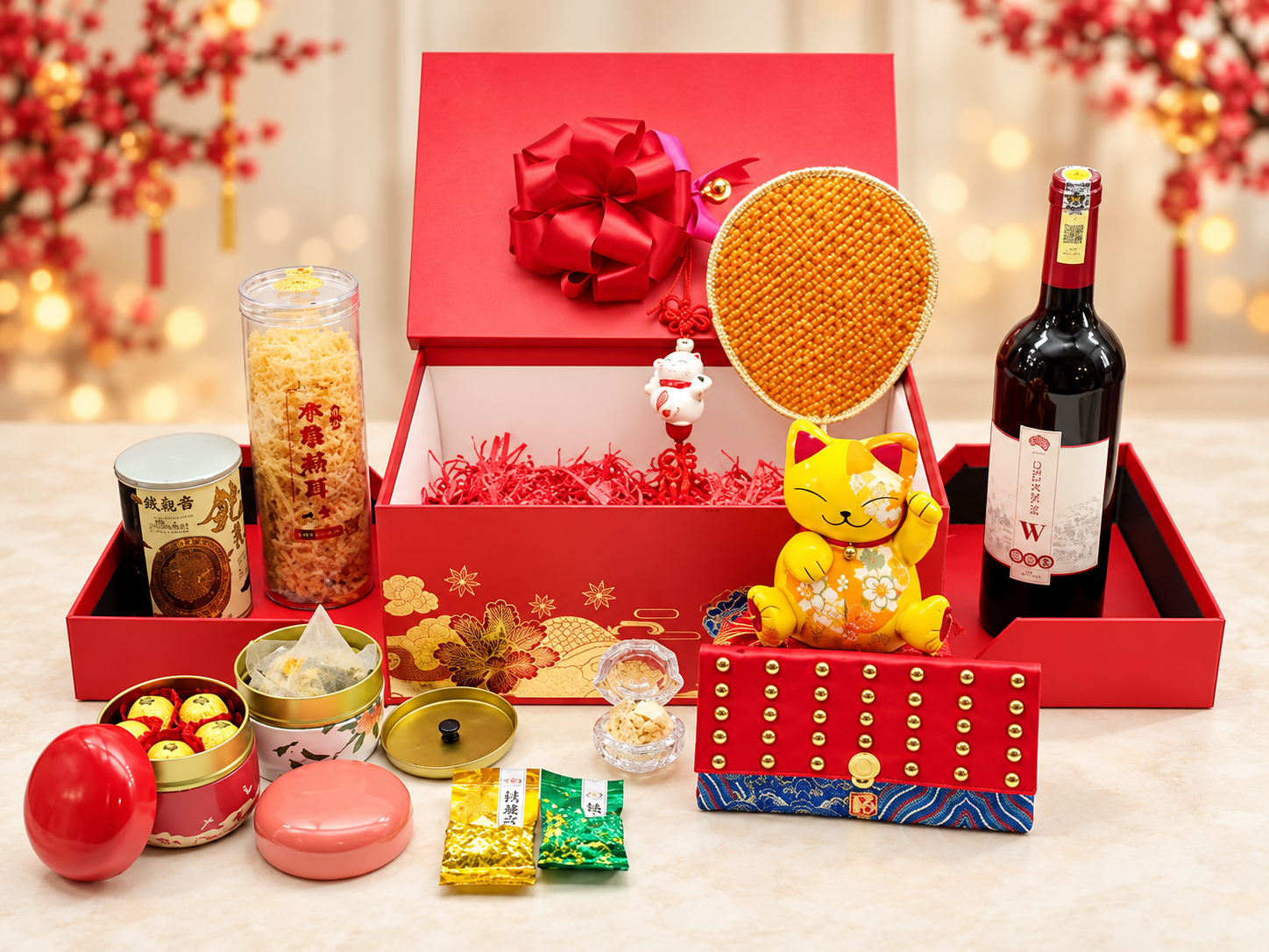 Red and gold festive gift hamper (1)